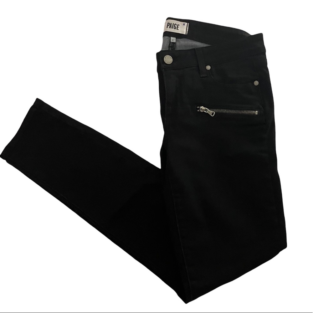 PAIGE Edgemont black skinny jean zipper detail size 27 - Picture 2 of 8